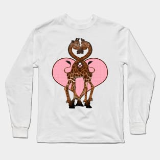 Love Heart Giraffes With Necks Entwined Long Sleeve T-Shirt